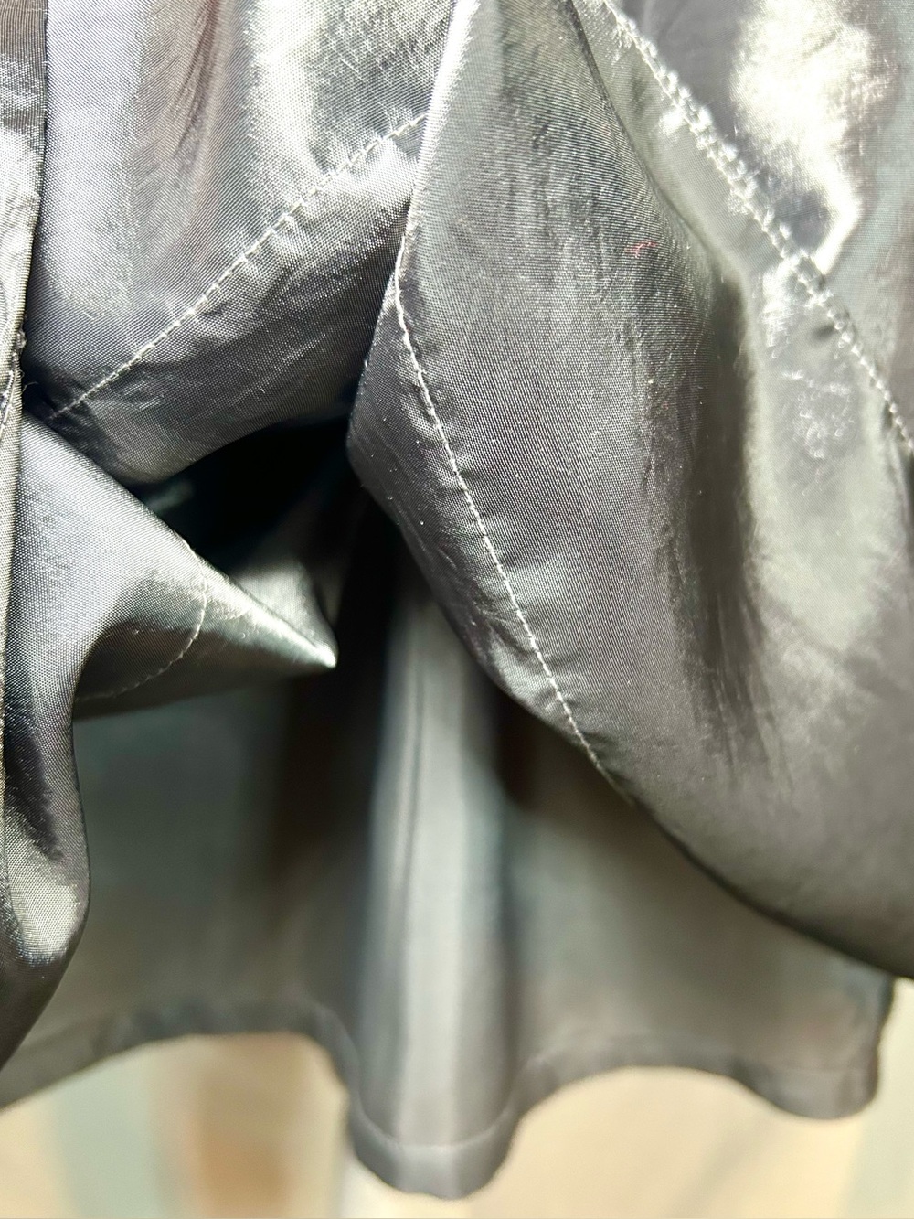 Maggy London Metallic Gunmetal Taffeta Ruched Rosette Party Dress, Size S - Picture 9 of 17